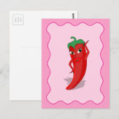 Red Hot Pepper Diva Pink Wavy Border Briefkaart (Voorkant / Achterkant)