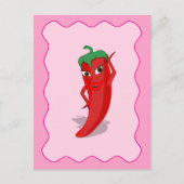 Red Hot Pepper Diva Pink Wavy Border Briefkaart (Voorkant)