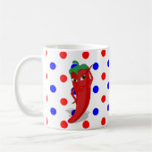 Red Hot Pepper Diva Red Blue Polka Dots Coffee Mok (Links)