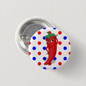 Red Hot Pepper Diva Red Blue Polka Dots Ronde Button 3,2 Cm (Voorkant /achterkant)
