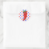 Red Hot Pepper Diva Red Blue Polka Dots Ronde Sticker (Tas)