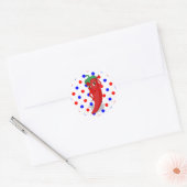 Red Hot Pepper Diva Red Blue Polka Dots Ronde Sticker (Envelop)