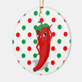 Red Hot Pepper Diva Red Green Polka Dots Keramisch Ornament (Links)