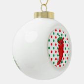 Red Hot Pepper Diva Red Green Polka Dots Keramische Bal Ornament (Links)