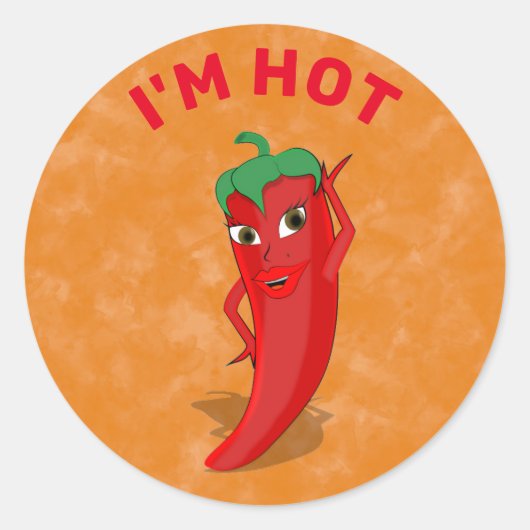 Red Hot Pepper Diva Ronde Sticker (Voorkant)