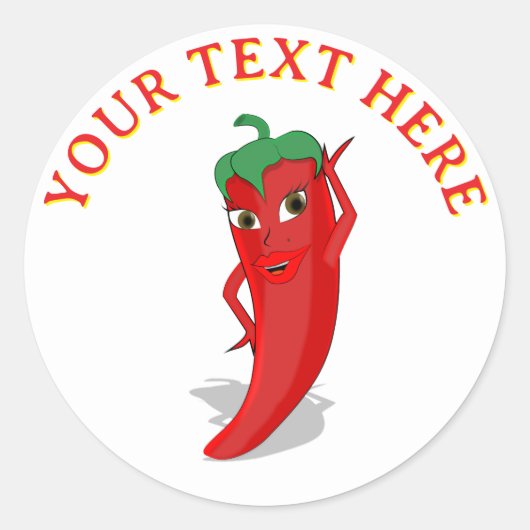 Red Hot Pepper Diva Ronde Sticker (Voorkant)