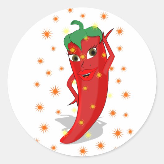 Red Hot Pepper Diva Ronde Sticker (Voorkant)