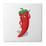 Red Hot Pepper Diva Tegeltje<br><div class="desc">A red and hot pepper cartoon character. Original design.
Custom square ceramic tiles.
Unique gift idea for spicy food lovers.</div>