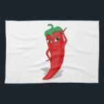 Red Hot Pepper Diva Theedoek<br><div class="desc">Een rode en hete peper cartoon. Oorspronkelijk ontwerp. Aangepaste keukenhanddoeken. Cadeauidee.</div>