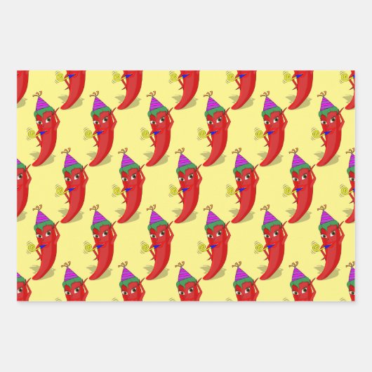 Red Hot Pepper Diva Verjaardagsviering Custom Inpakpapier Vel (Voorkant 3)