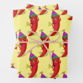 Red Hot Pepper Diva Verjaardagsviering Custom Inpakpapier Vel (In situ)