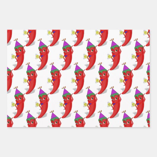 Red Hot Pepper Diva Verjaardagsviering Custom Inpakpapier Vel (Voorkant 2)