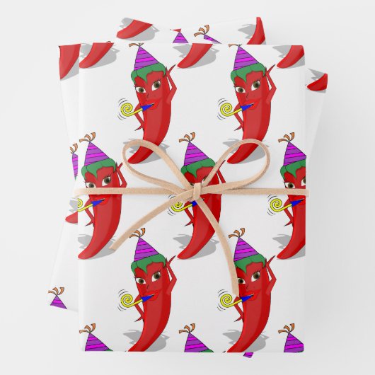 Red Hot Pepper Diva Verjaardagsviering Custom Inpakpapier Vel (In situ)