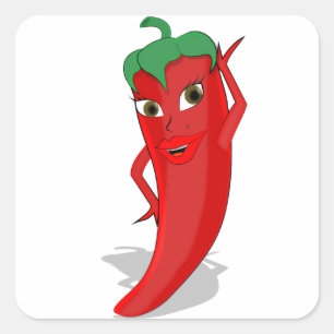 Red Hot Pepper Diva Vierkante Sticker