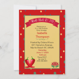 Red Hot Peppers 70th Birthday Invitation Kaart