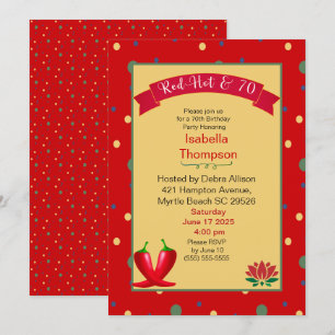 Red Hot Peppers 70th Birthday Invitation Kaart