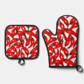 Red Hot Peppers Spicy  Ovenwant & Pannenlap Set (Voorkant)