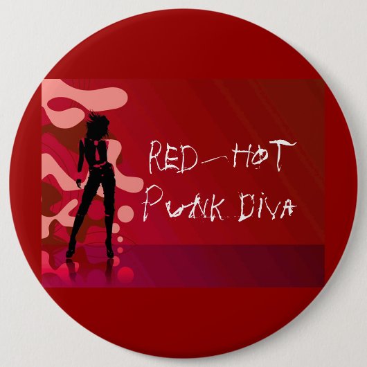 Red Hot Punk Diva Ronde Button 6,0 Cm (Voorkant)