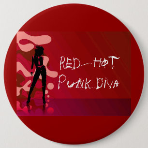 Red Hot Punk Diva Ronde Button 6,0 Cm