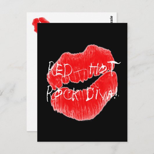 Red Hot Rock Diva Lips IV Briefkaart (Voorkant / Achterkant)