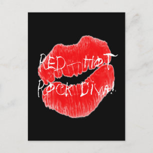 Red Hot Rock Diva Lips IV Briefkaart
