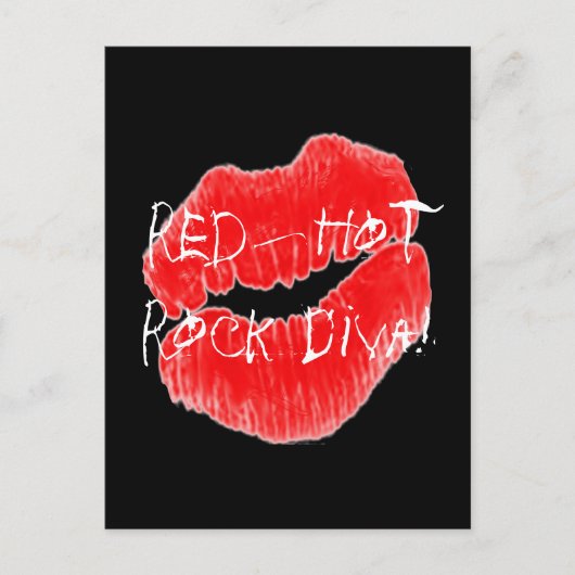 Red Hot Rock Diva Lips IV Briefkaart (Voorkant)