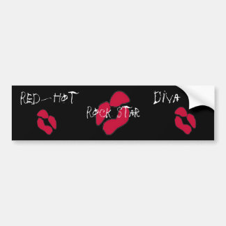 Red Hot Rock Star Diva Lips I Bumpersticker
