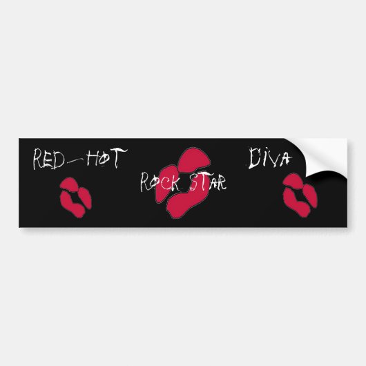 Red Hot Rock Star Diva Lips I Bumpersticker (Voorkant)