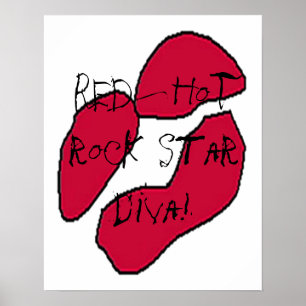 Red Hot Rock Star Diva Lips I Poster