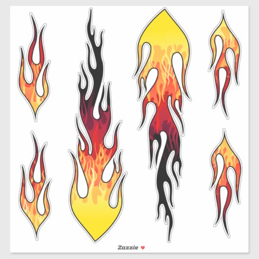 Red Hot Rod Flames Sticker (Vel)