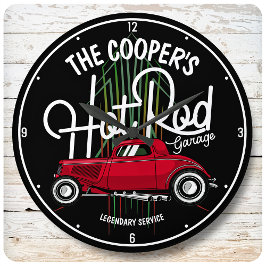 Red Hot Rod Garage Pinstripeert ELKE NAAM Vintage  Grote Klok