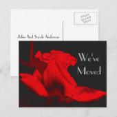 Red Hot Rosebud New Address Floral Art Briefkaart (Voorkant / Achterkant)