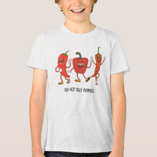 'Red Hot Silly Peppers' Speelse Grappige Kinderen Tri-Blend Shirt