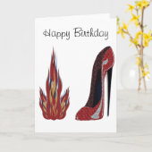 Red Hot Stiletto Schoenenkunst Kaart (Gele Bloem)