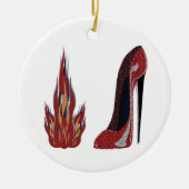 Red Hot Stiletto Shoe Art Keramisch Ornament (Voorkant)