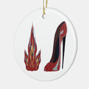 Red Hot Stiletto Shoe Art Keramisch Ornament