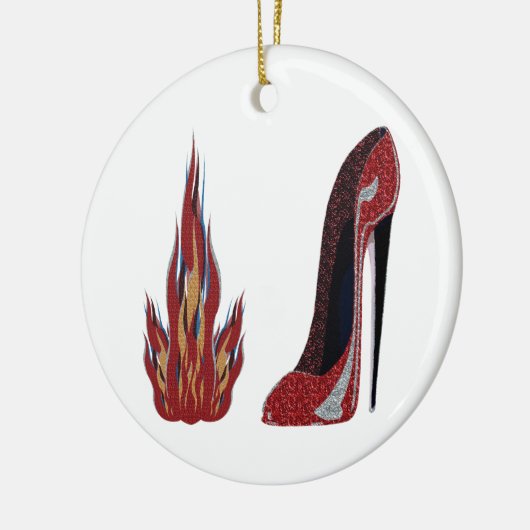 Red Hot Stiletto Shoe Art Keramisch Ornament (Links)