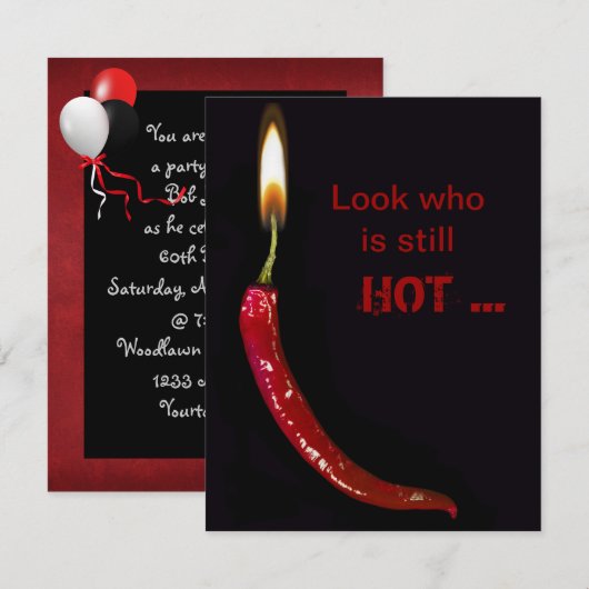 Red Hot Verjaardagsfeest Kaart (Voorkant / Achterkant)