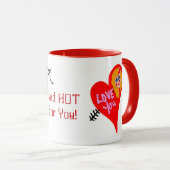 Red HOT voor je Valentijnsdag met blauw-ogen Mok (Voorkant rechts)