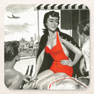 Red Hot Woman Kartonnen Onderzetters
