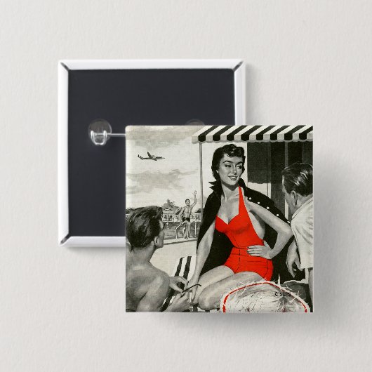 Red Hot Woman Vierkante Button 5,1 Cm (Voorkant /achterkant)