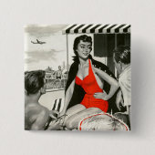 Red Hot Woman Vierkante Button 5,1 Cm (Voorkant)