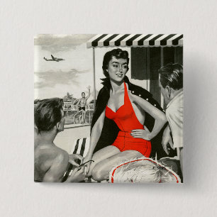 Red Hot Woman Vierkante Button 5,1 Cm