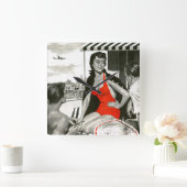Red Hot Woman Vierkante Klok (Huis)