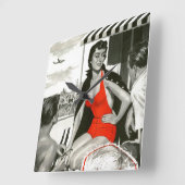 Red Hot Woman Vierkante Klok (Hoek)
