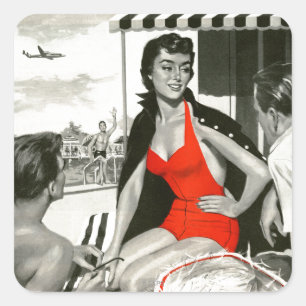 Red Hot Woman Vierkante Sticker