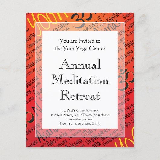 Red Hot Yoga Lover's Om Symbol Pattern Flyer (Achterkant)