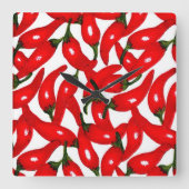 Red Hottt Chili Vierkante Klok (Voorkant)