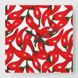 Red Hottt Chili Vierkante Klok