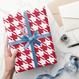 Red Houndstooth-herstellingspatroon Cadeaupapier